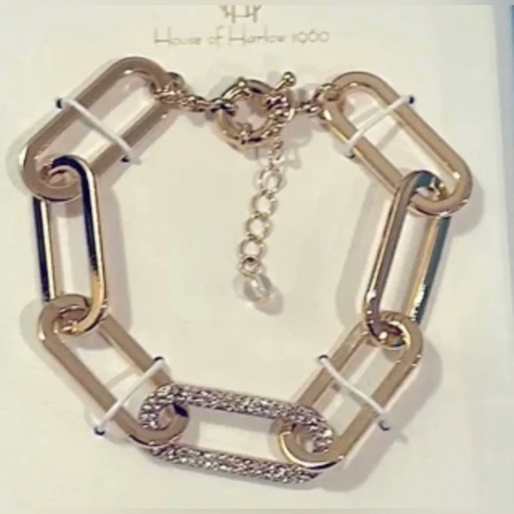NIB 💎 House of Harlow 1960 Gold Chain Link Bracelet - Picture 2 of 6